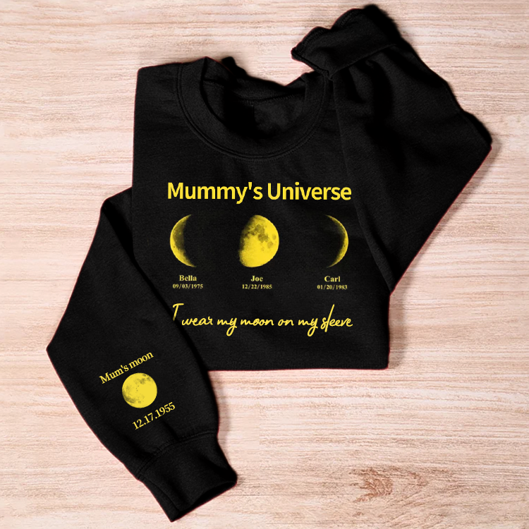 Custom Moon Phase Sweatshirt With Text & Date | Custom Art Frame for Mum - Mummy's Universe | Mother's Day Gift