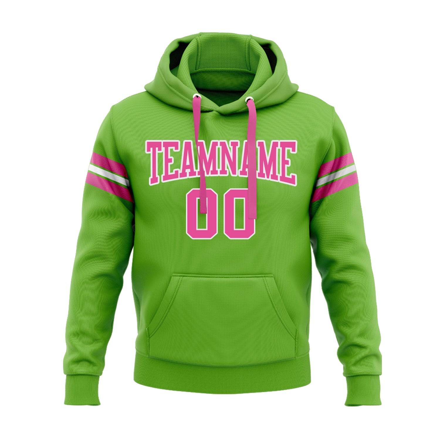 Custom Neon Green Pink-White Personalized Sports Team Embroidered Pullover Hoodie