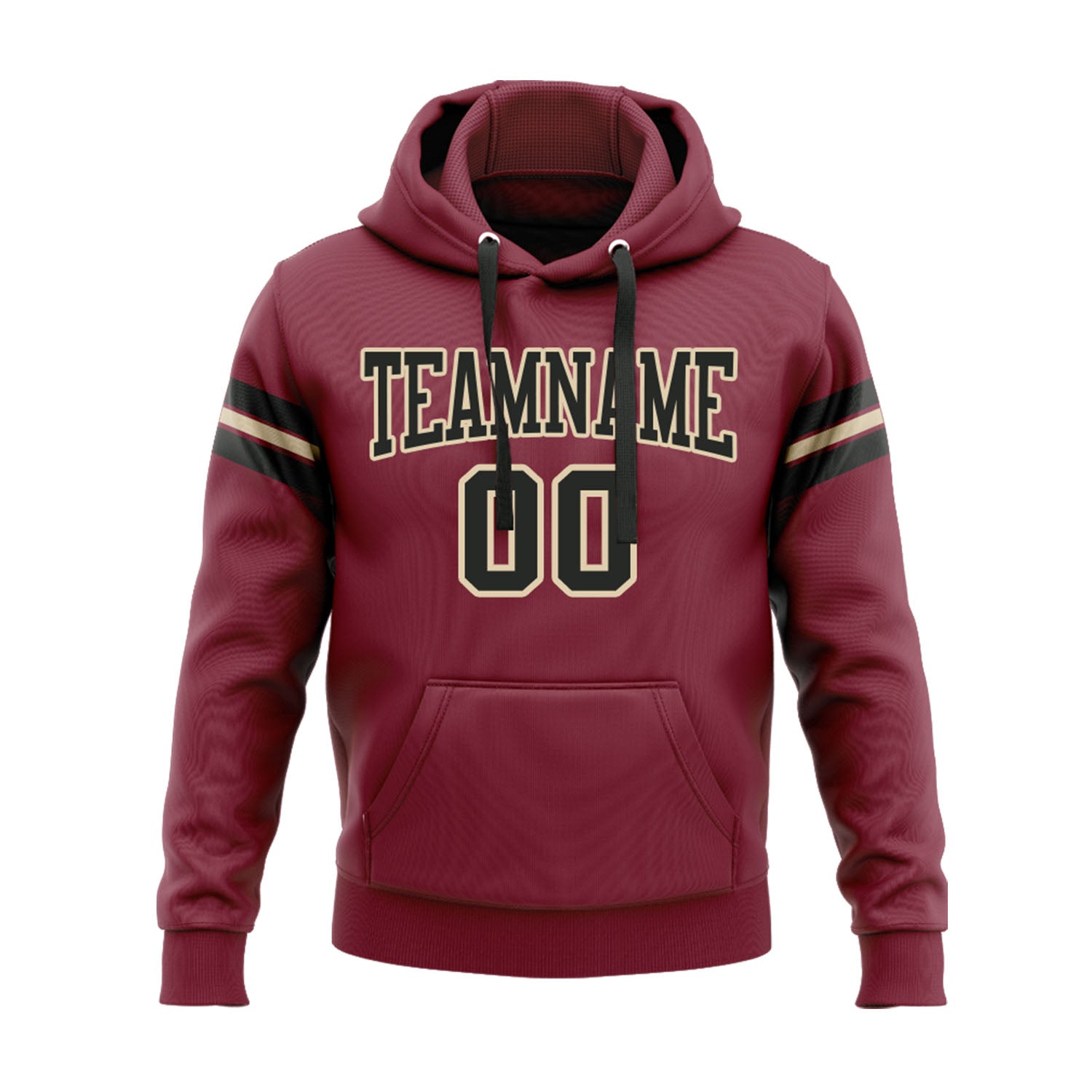Custom Crimson Black-City Cream Personalized Sports Team Embroidered Pullover Hoodie