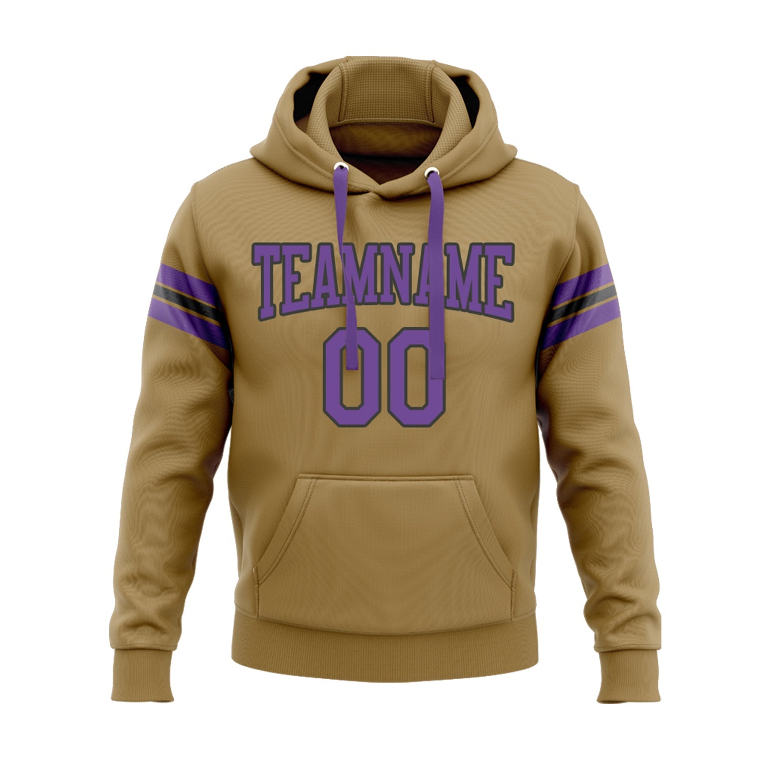 Custom Old Gold Purple-Black Personalized Sports Team Embroidered Pullover Hoodie
