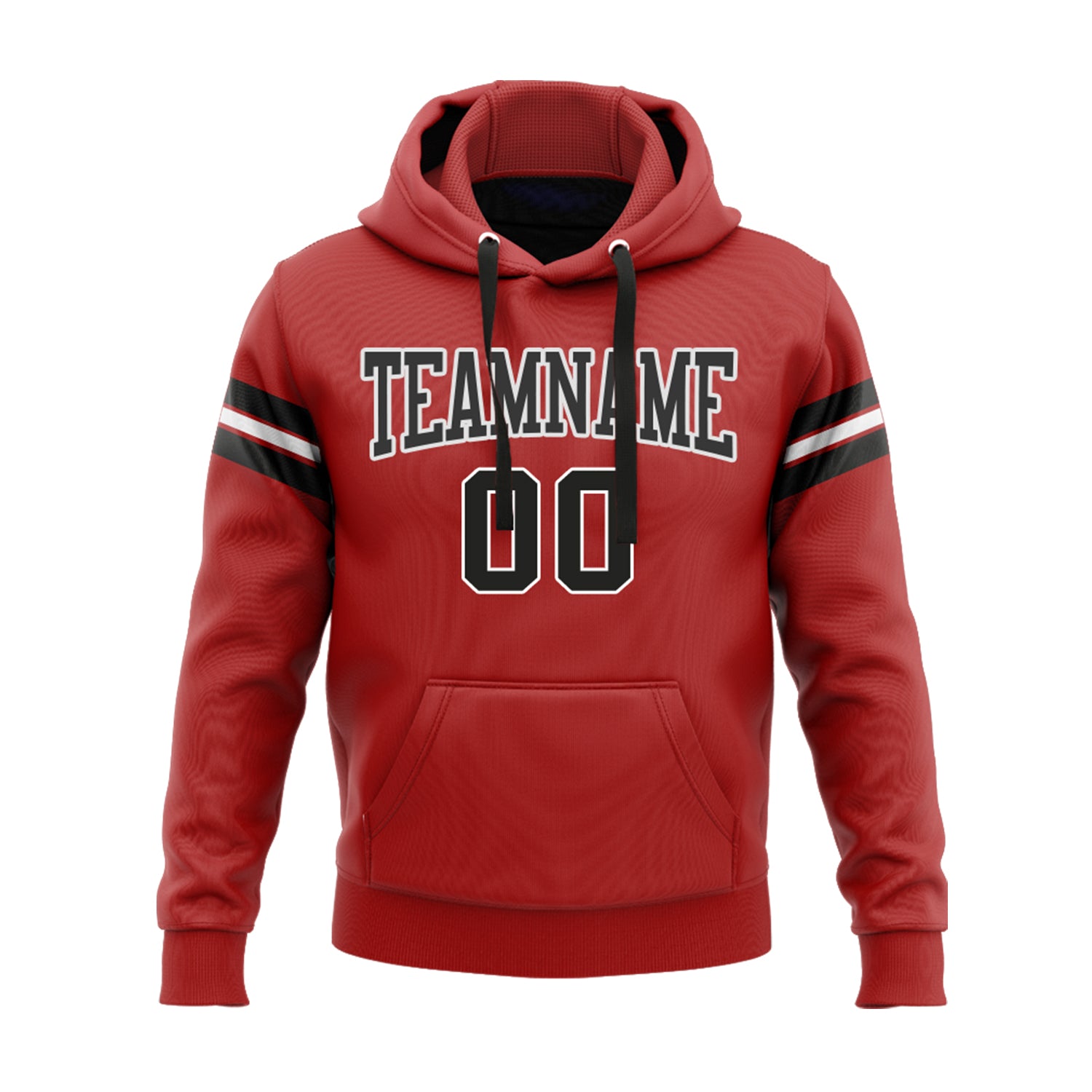 Custom Red Black-White Personalized Sports Team Embroidered Pullover Hoodie