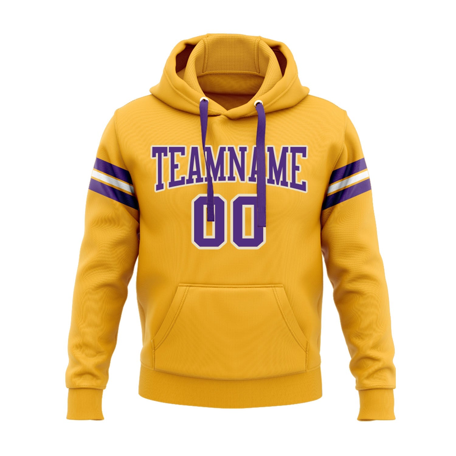 Custom Gold Purple-White Personalized Sports Team Embroidered Pullover Hoodie