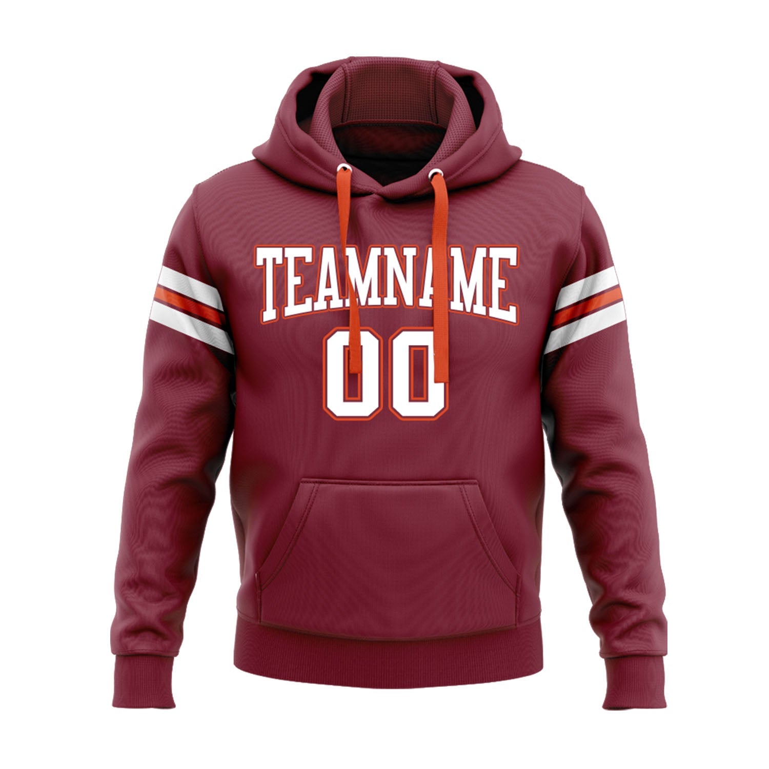Custom Crimson White-Orange Personalized Sports Team Embroidered Pullover Hoodie