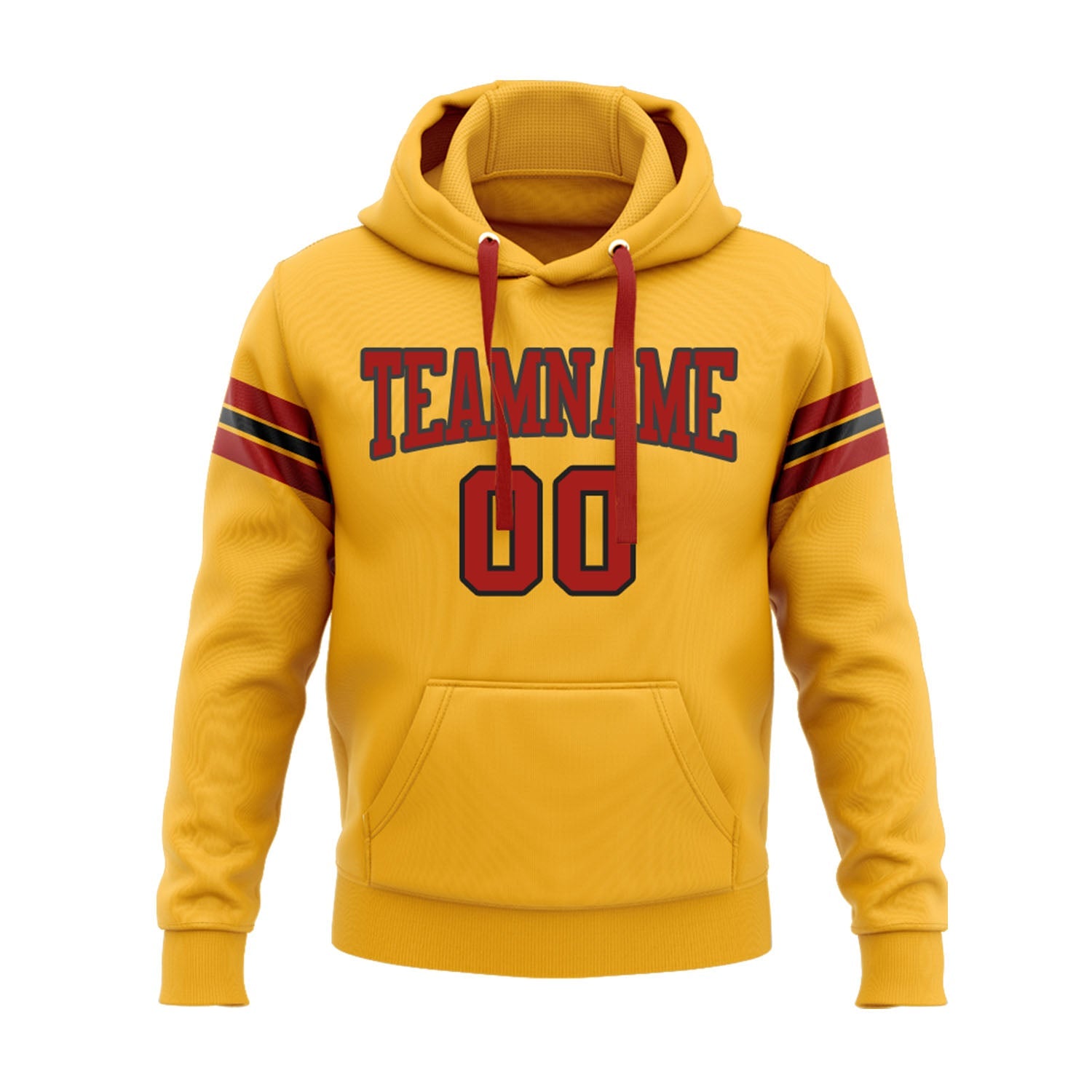 Custom Gold Red-Black Personalized Sports Team Embroidered Pullover Hoodie