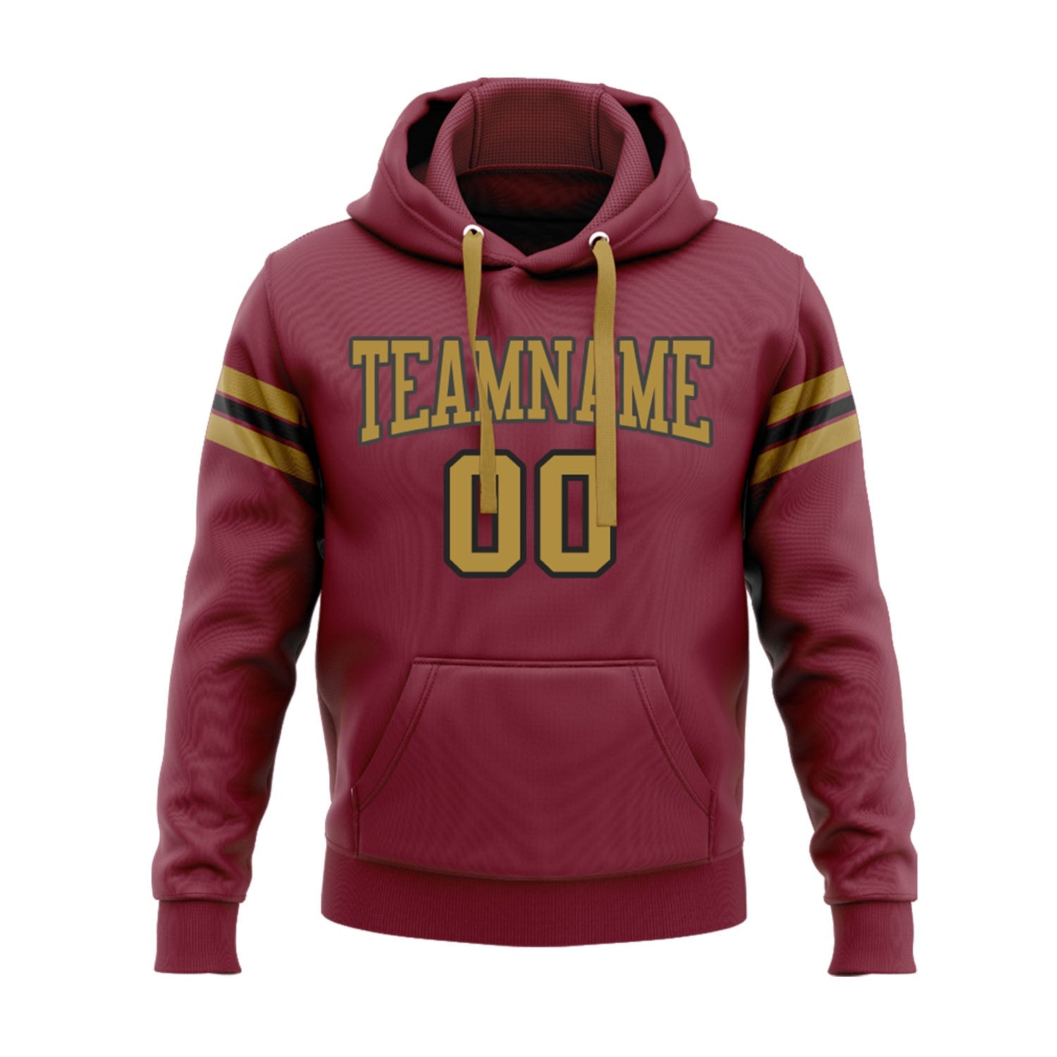 Custom Crimson Old Gold-Black Personalized Sports Team Embroidered Pullover Hoodie