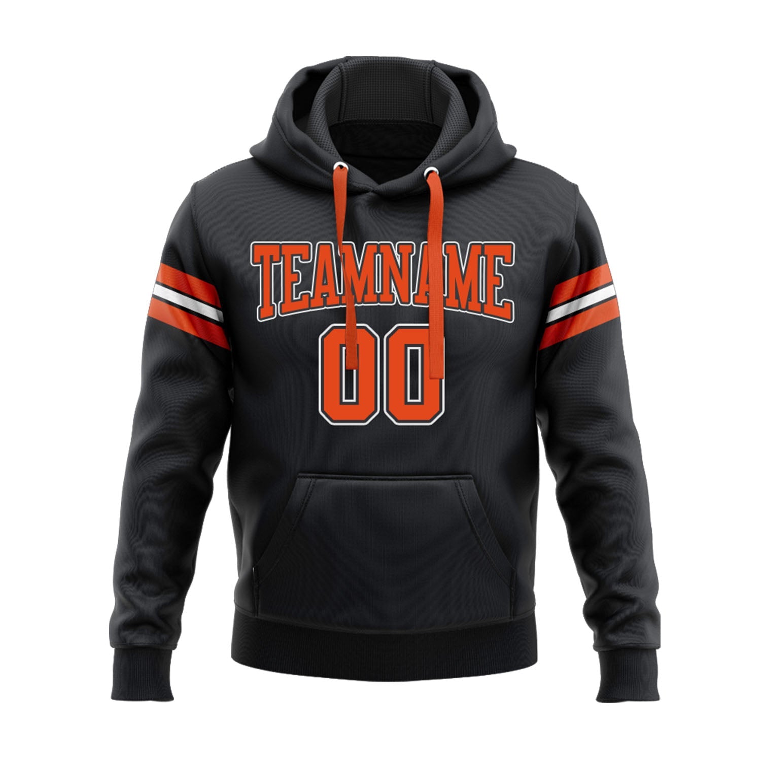 Custom Black Orange-White Personalized Sports Team Embroidered Pullover Hoodie