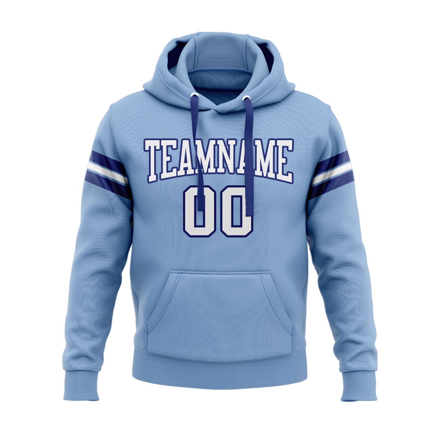 Custom Light Blue White-Royal Personalized Sports Team Embroidered Pullover Hoodie