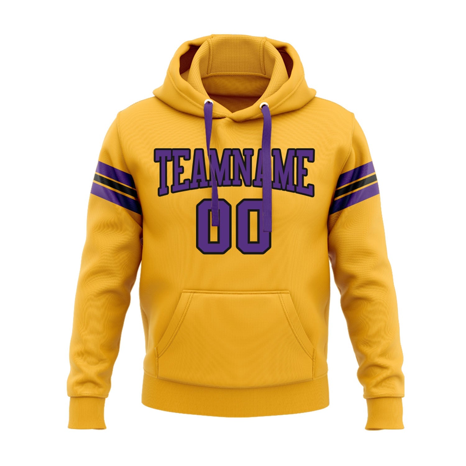 Custom Gold Purple-Black Personalized Sports Team Embroidered Pullover Hoodie