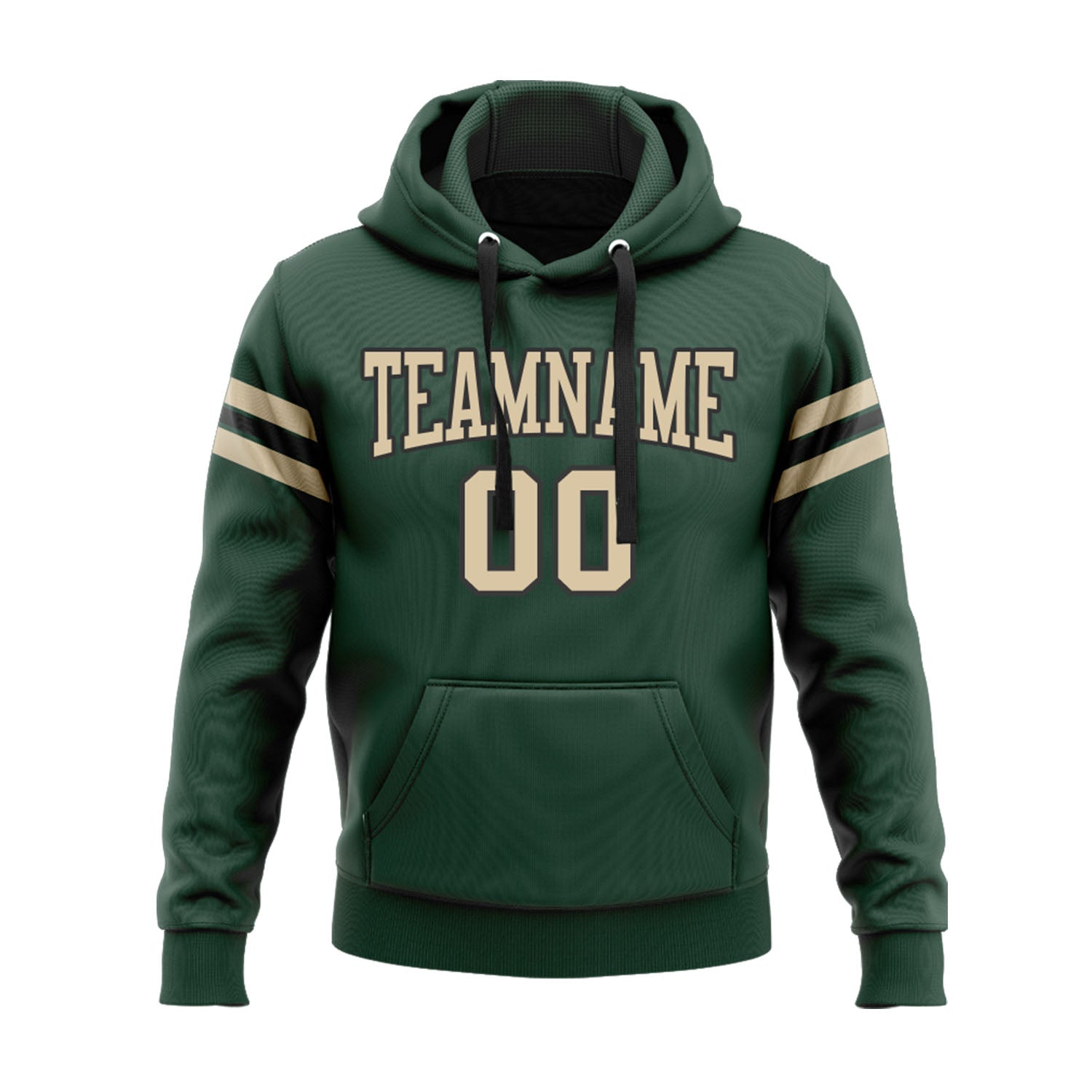 Custom Green City Cream-Black Personalized Sports Team Embroidered Pullover Hoodie