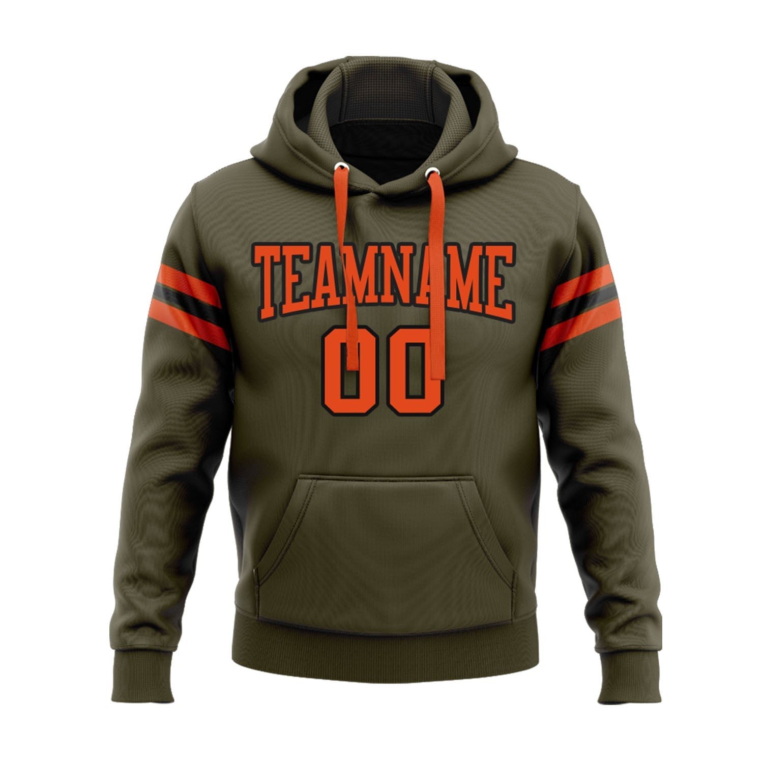 Custom Olive Orange-Black Personalized Sports Team Embroidered Pullover Hoodie