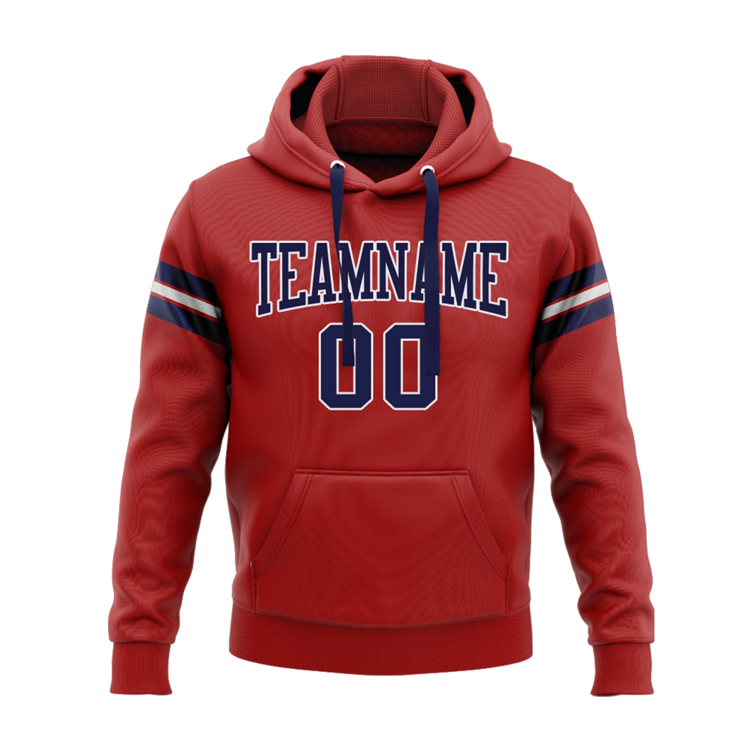 Custom Red Navy-White Personalized Sports Team Embroidered Pullover Hoodie