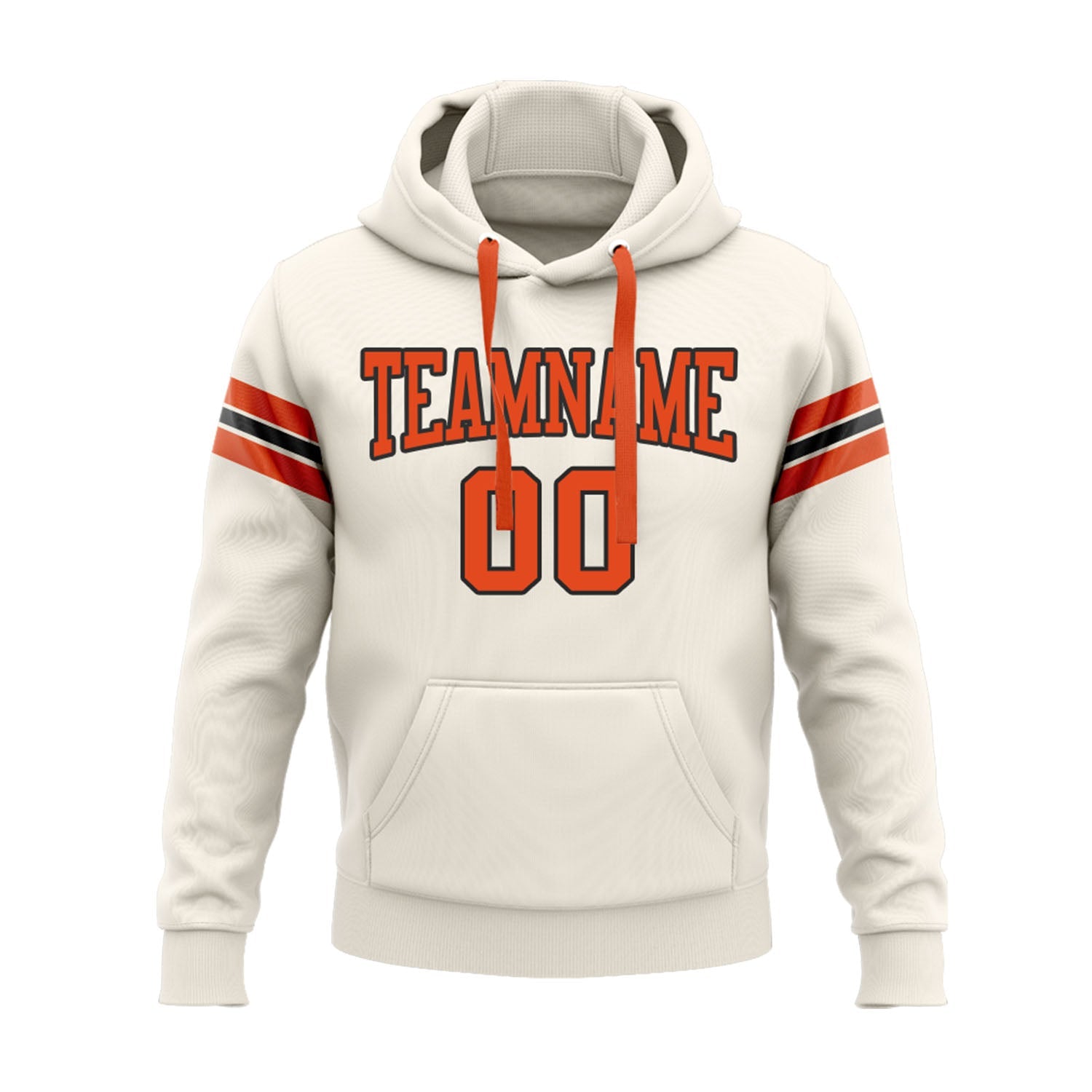 Custom Cream Orange-Black Personalized Sports Team Embroidered Pullover Hoodie