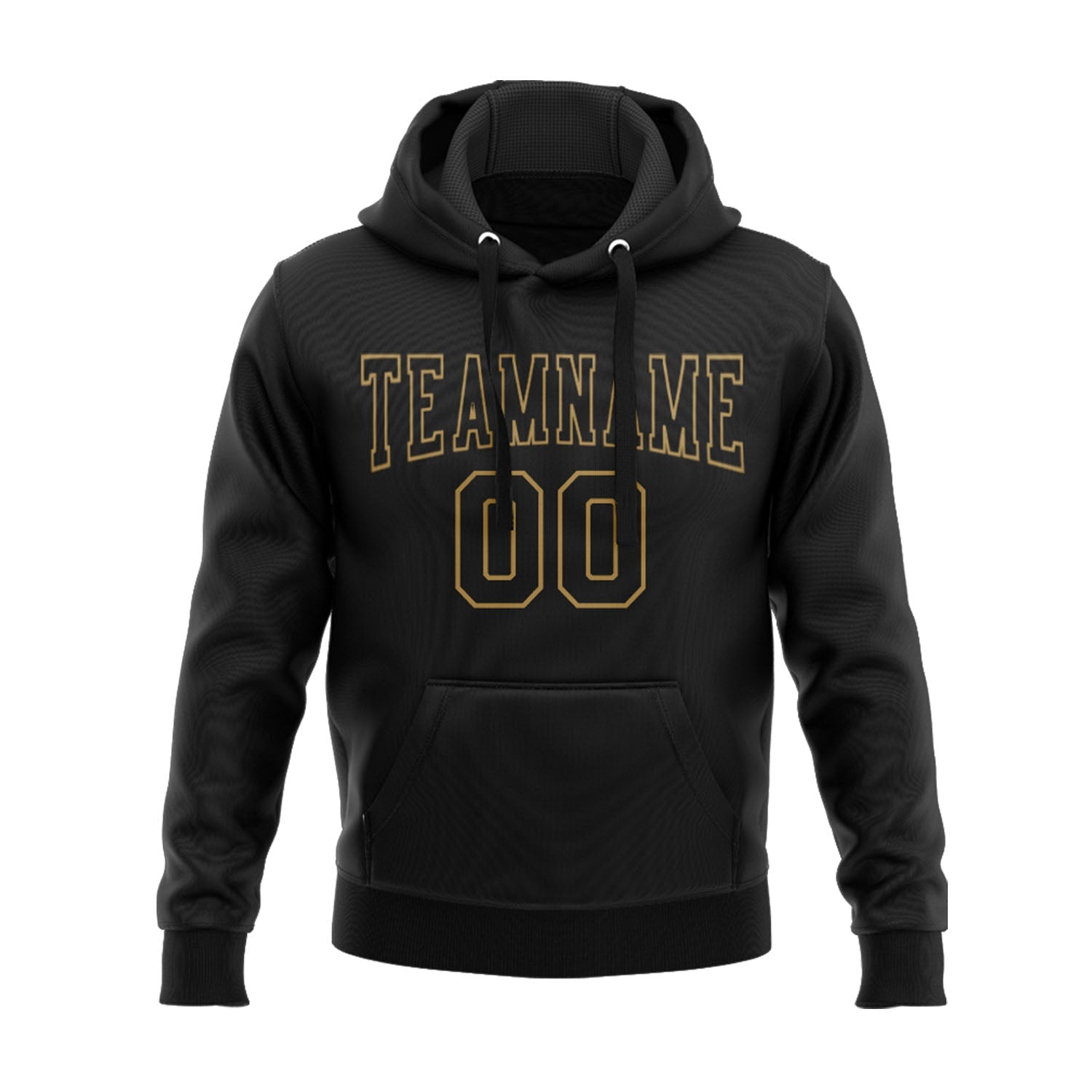 Custom Black Black-Old Gold Personalized Sports Team Embroidered Pullover Hoodie