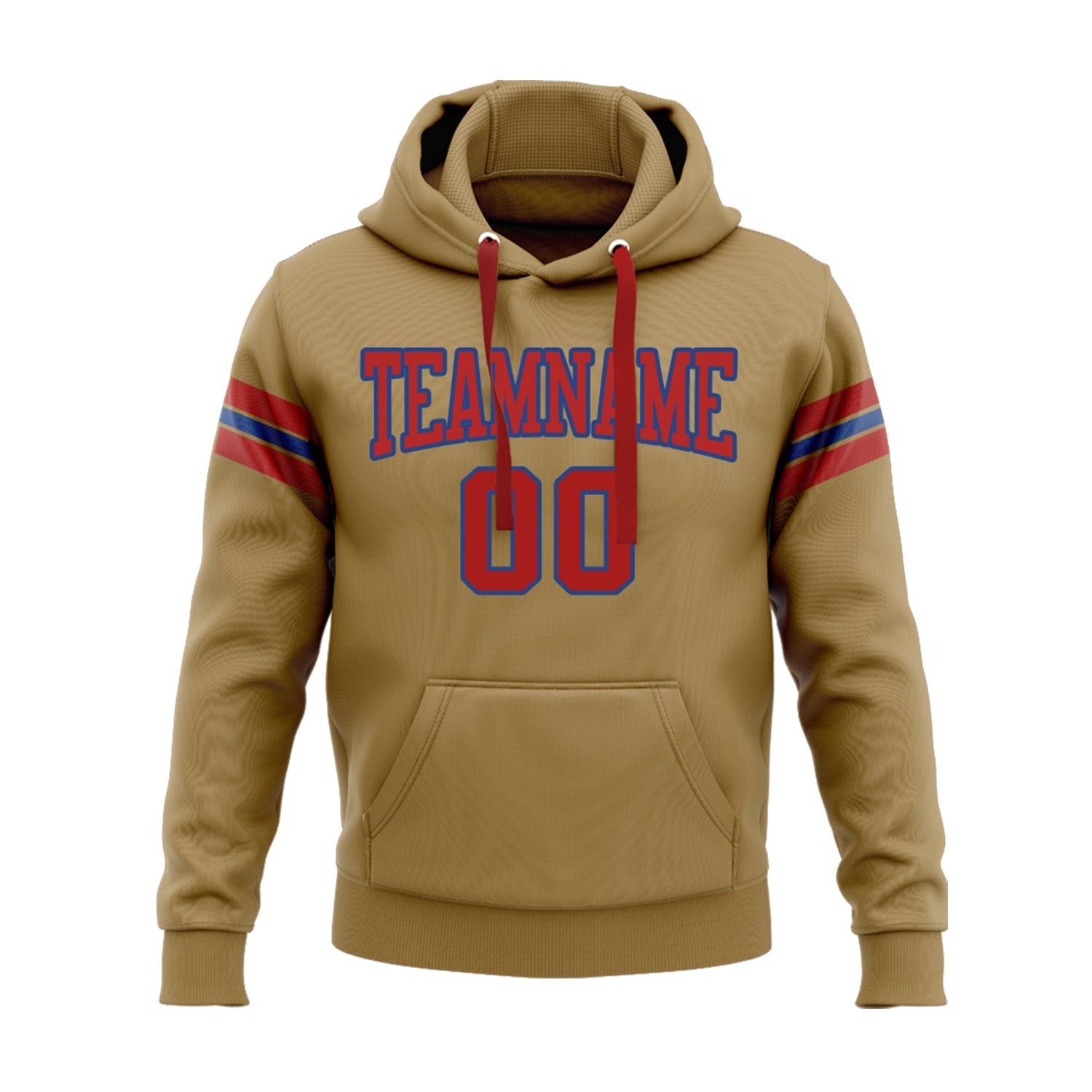 Custom Old Gold Red-Royal Personalized Sports Team Embroidered Pullover Hoodie