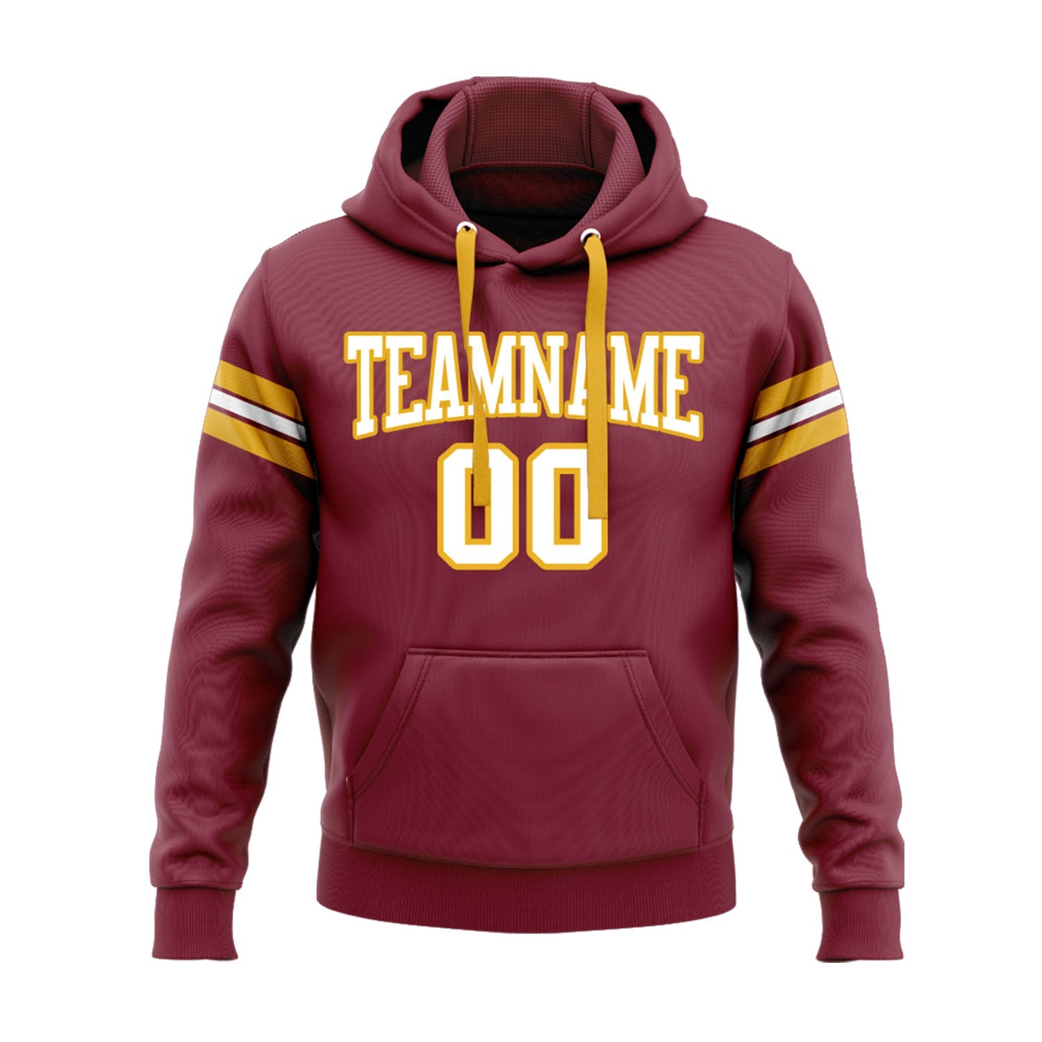 Custom Crimson White-Gold Personalized Sports Team Embroidered Pullover Hoodie