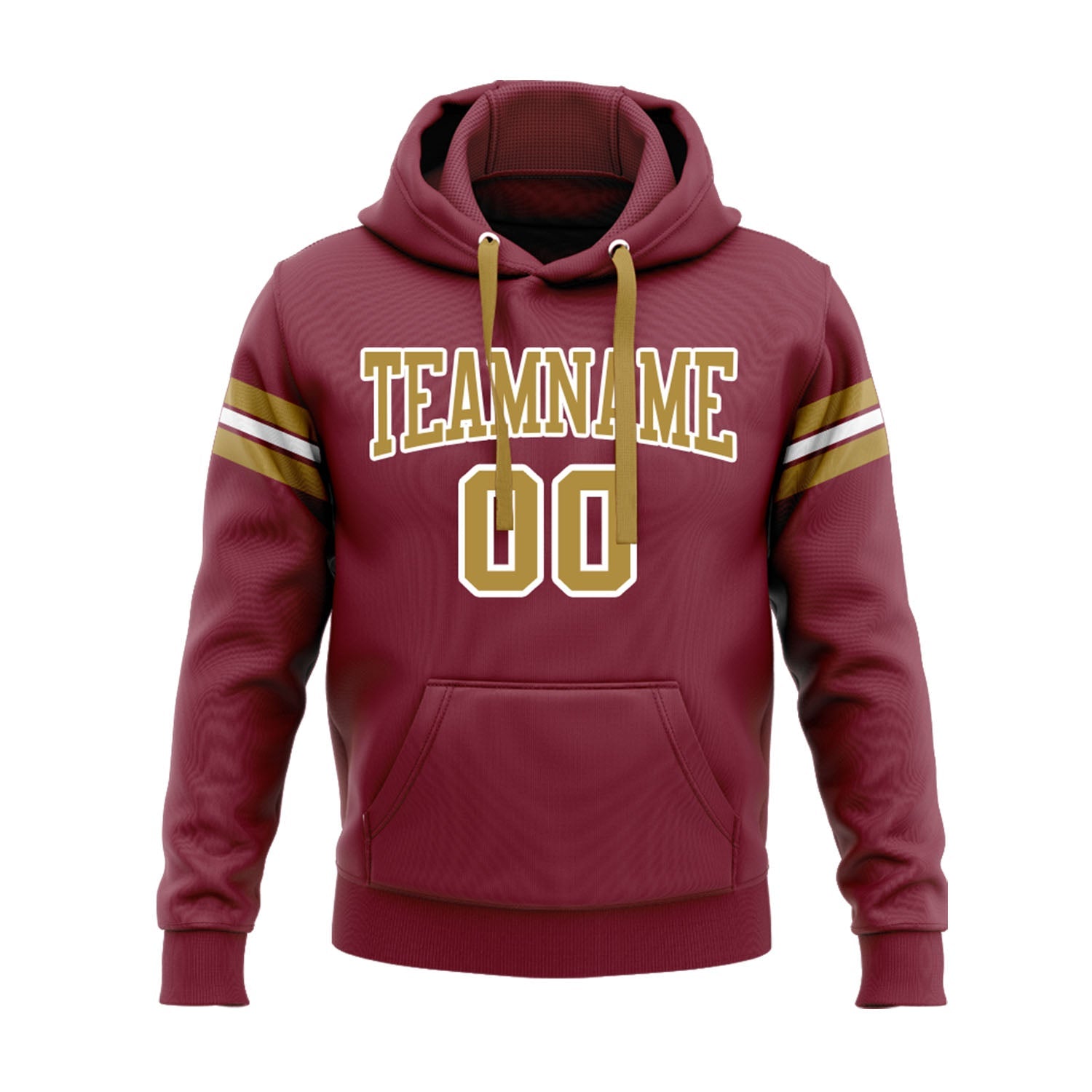 Custom Crimson Old Gold-White Personalized Sports Team Embroidered Pullover Hoodie