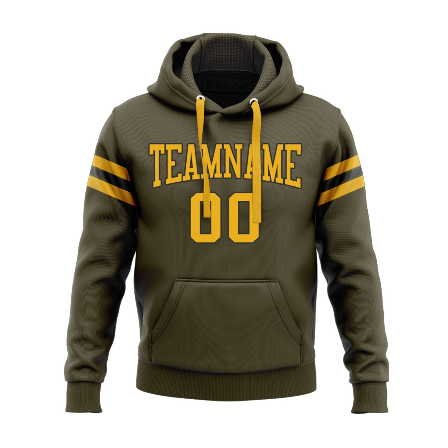 Custom Olive Gold-Black Personalized Sports Team Embroidered Pullover Hoodie