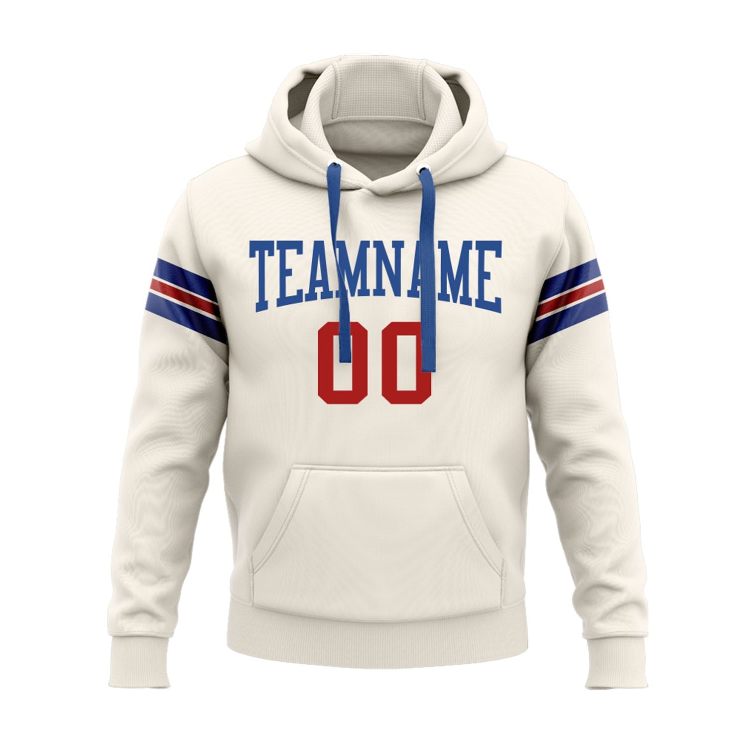 Custom Cream Red-Royal Personalized Sports Team Embroidered Pullover Hoodie