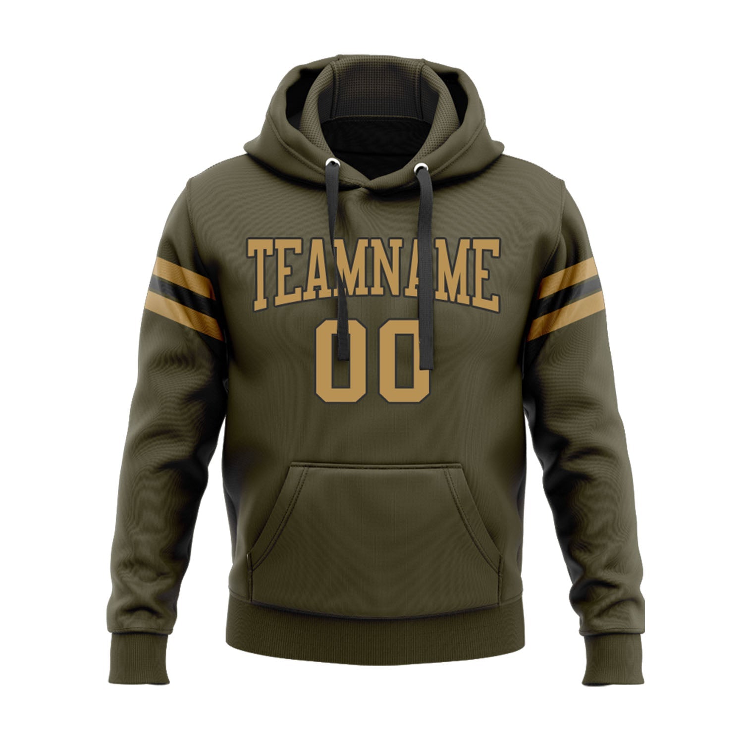 Custom Olive Old Gold-Black Personalized Sports Team Embroidered Pullover Hoodie