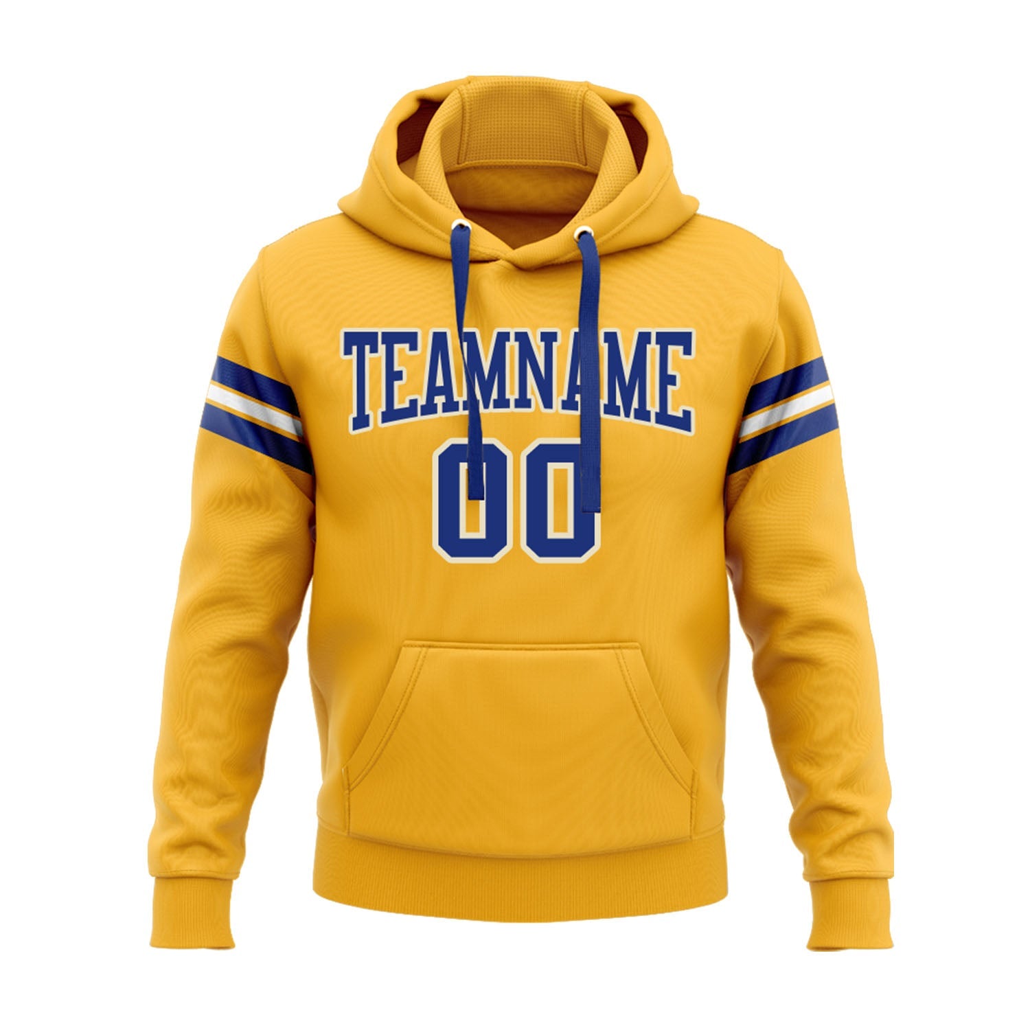 Custom Gold Royal-White Personalized Sports Team Embroidered Pullover Hoodie