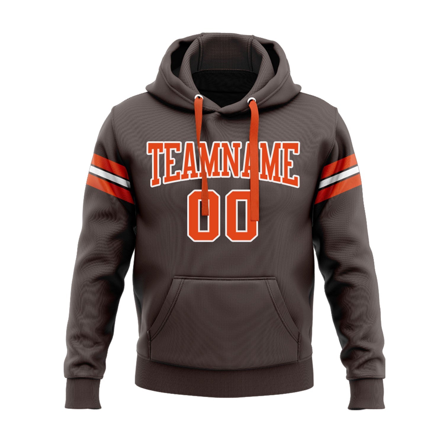 Custom Brown Orange-White Personalized Sports Team Embroidered Pullover Hoodie