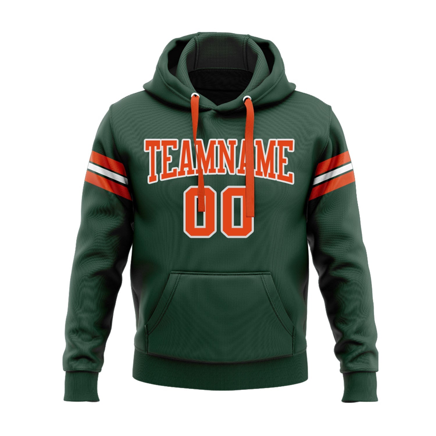 Custom Green Orange-White Personalized Sports Team Embroidered Pullover Hoodie