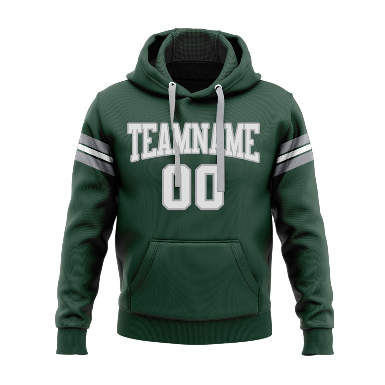 Custom Green White-Gray Personalized Sports Team Embroidered Pullover Hoodie
