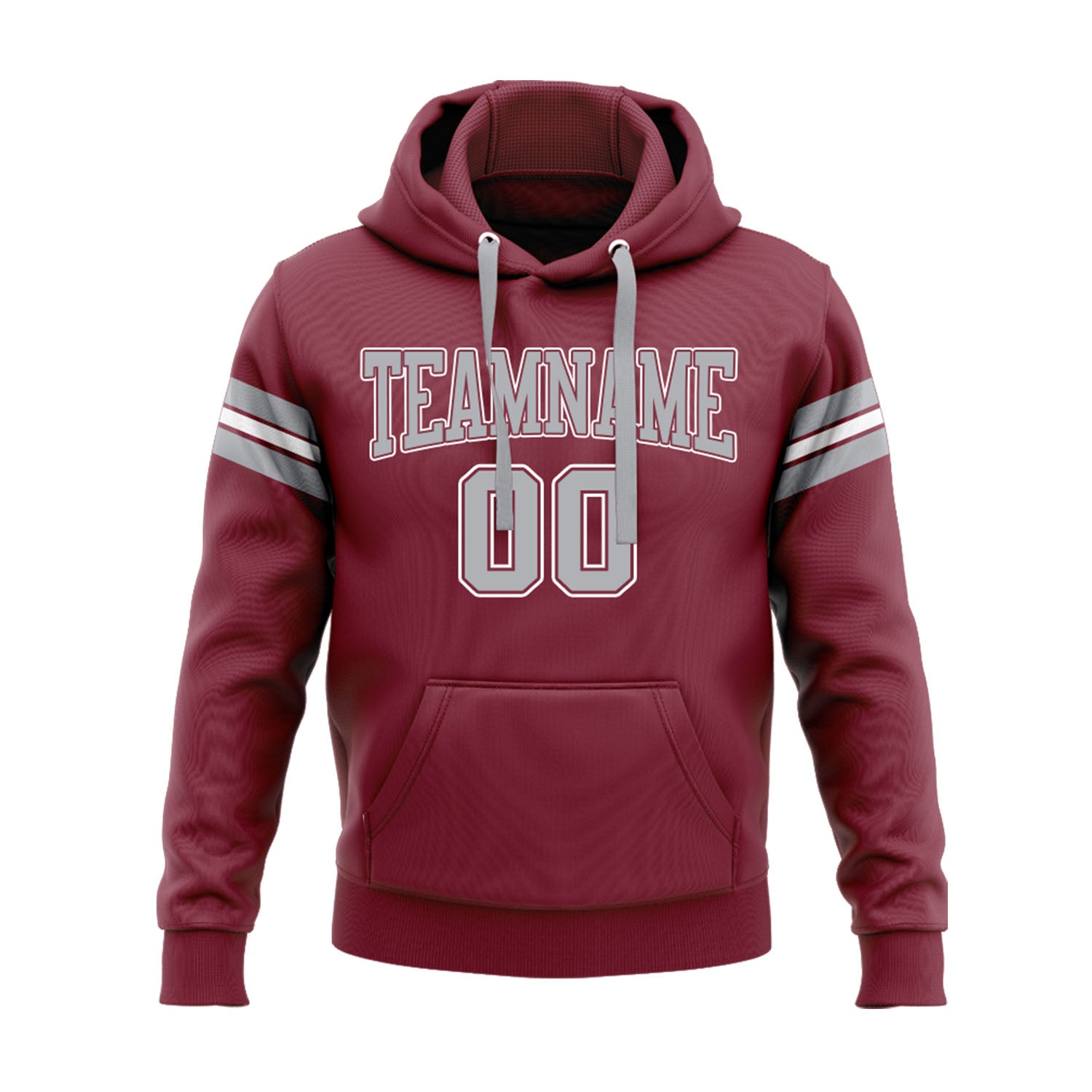 Custom Crimson Gray-White Personalized Sports Team Embroidered Pullover Hoodie