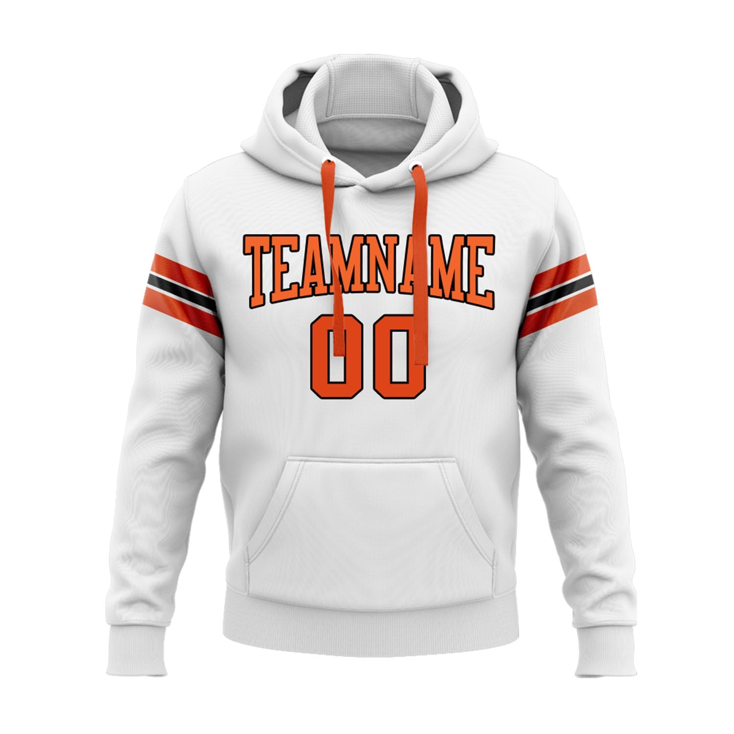 Custom White Orange-Black Personalized Sports Team Embroidered Pullover Hoodie