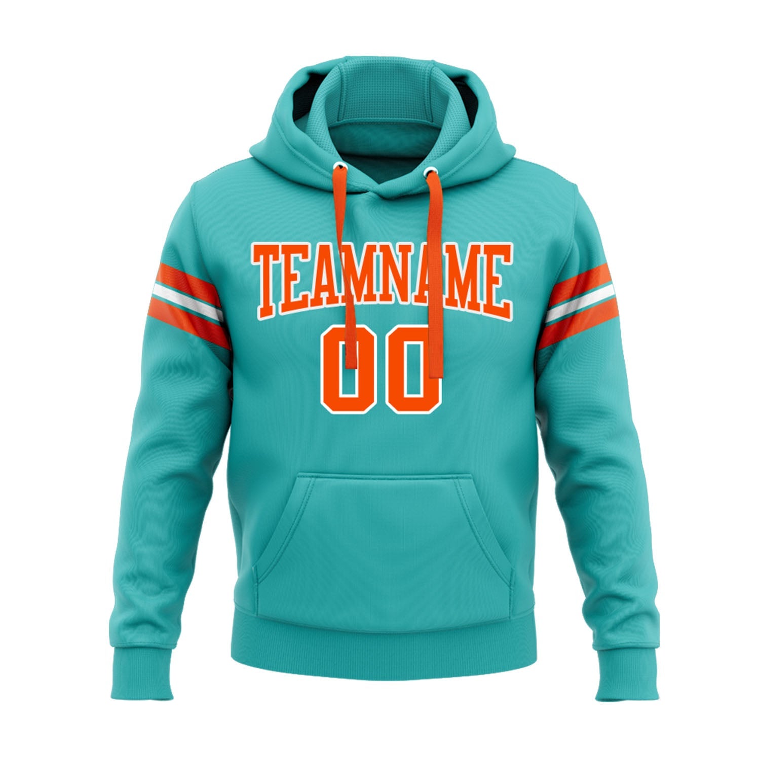 Custom Aqua Orange-White Personalized Sports Team Embroidered Pullover Hoodie