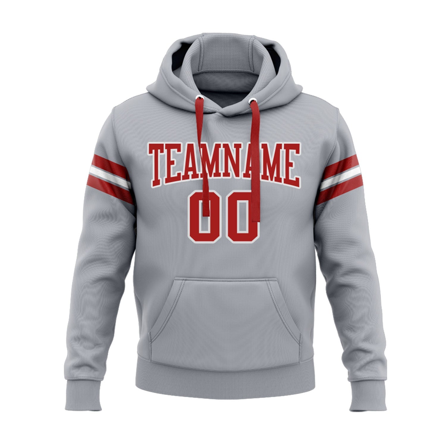 Custom Gray Red-White Personalized Sports Team Embroidered Pullover Hoodie