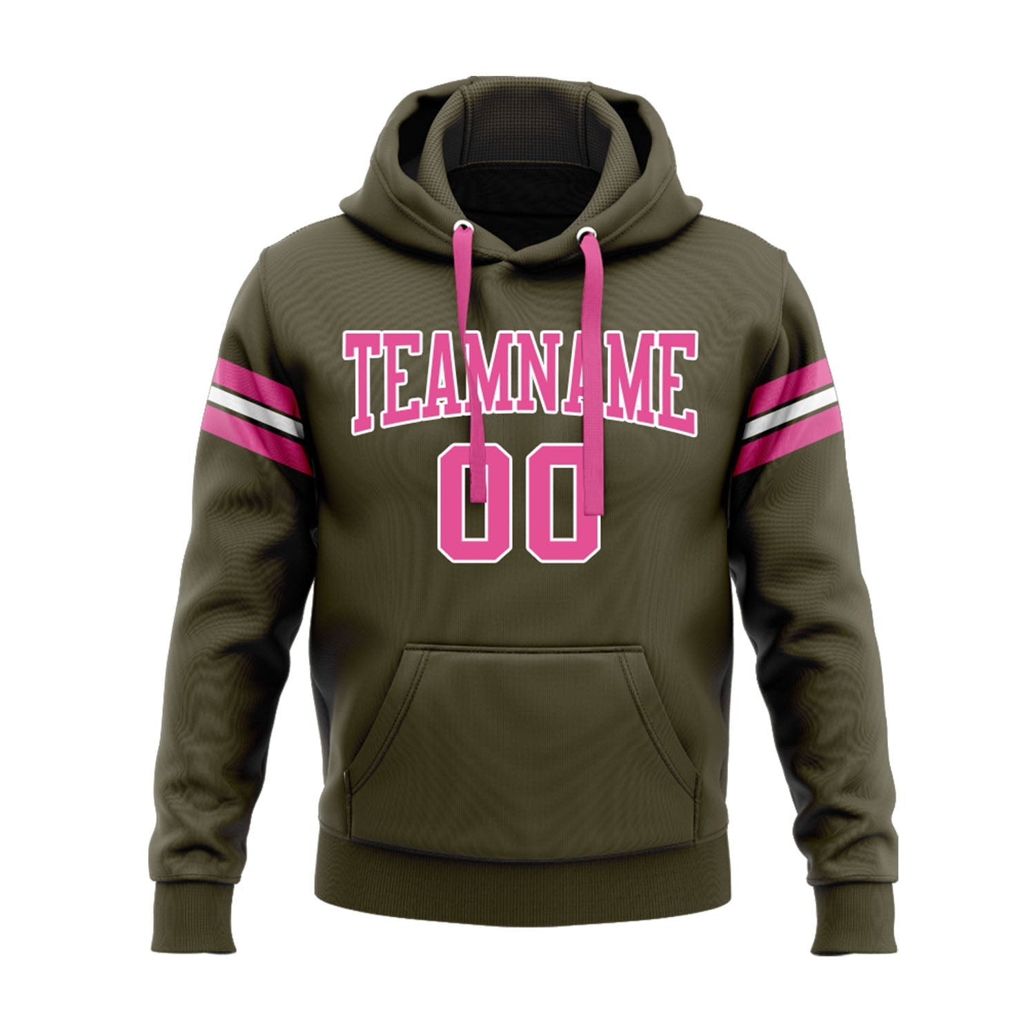 Custom Olive Pink-White Personalized Sports Team Embroidered Pullover Hoodie
