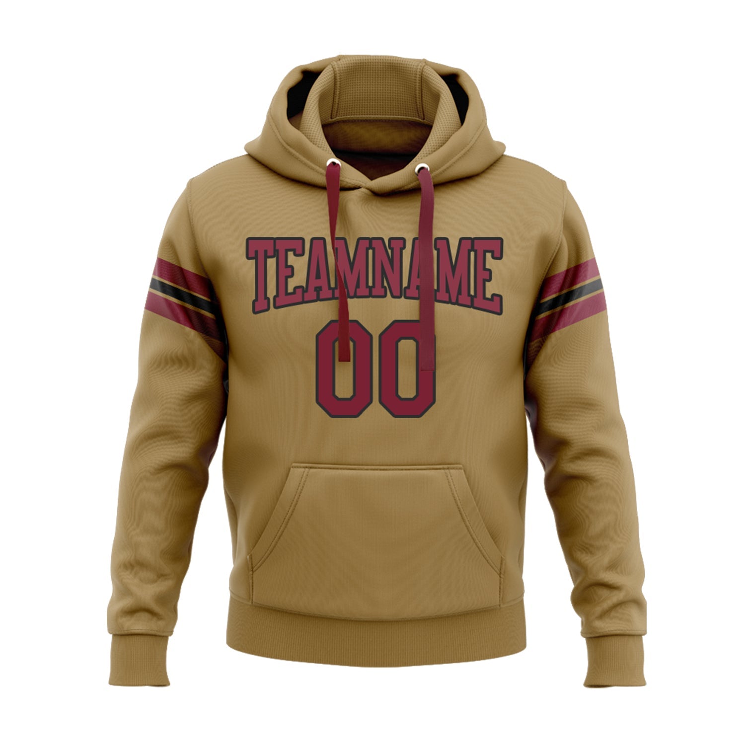 Custom Old Gold Crimson-Black Personalized Sports Team Embroidered Pullover Hoodie