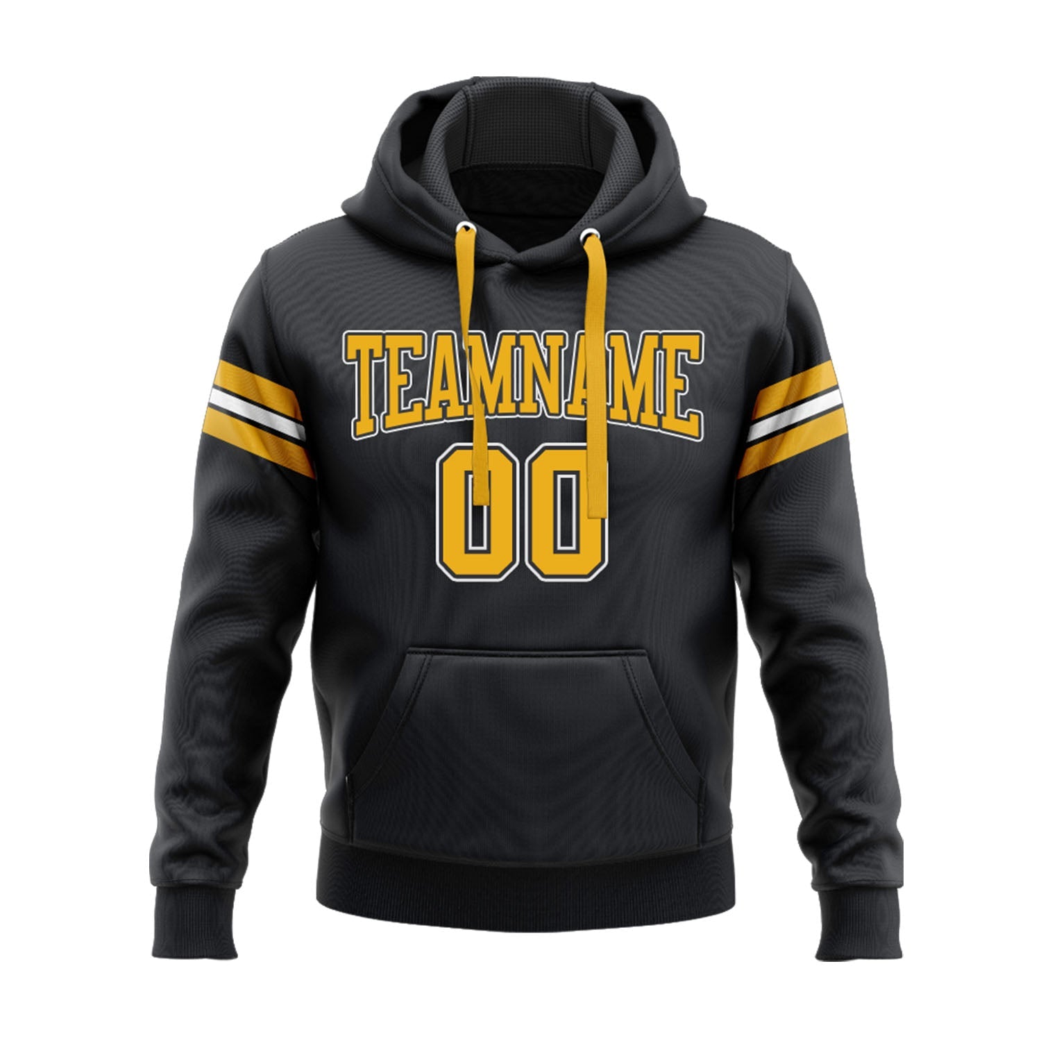 Custom Black Gold-White Personalized Sports Team Embroidered Pullover Hoodie