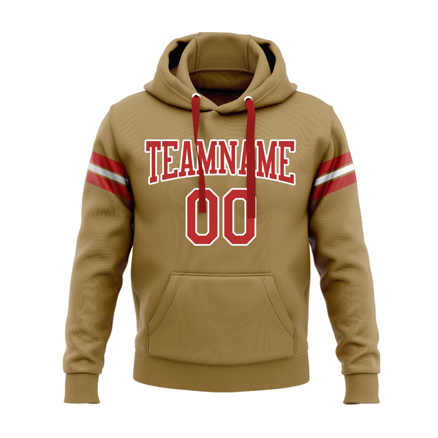 Custom Old Gold Red-White Personalized Sports Team Embroidered Pullover Hoodie