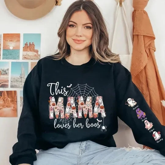 Custom Halloween Spider Mama Sweatshirt Wears Her Heart on Her Sleeve
