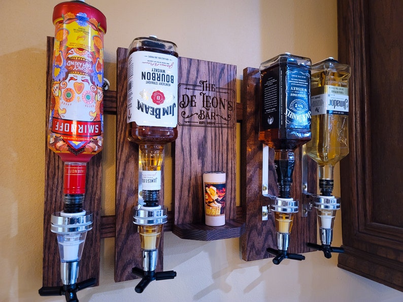 Wall Mount Liquor Dispenser Whiskey Dispenser Tequila Dispenser Bourbon Dispenser Bar Decor Man Cave Personalized Dispenser Gift For Him