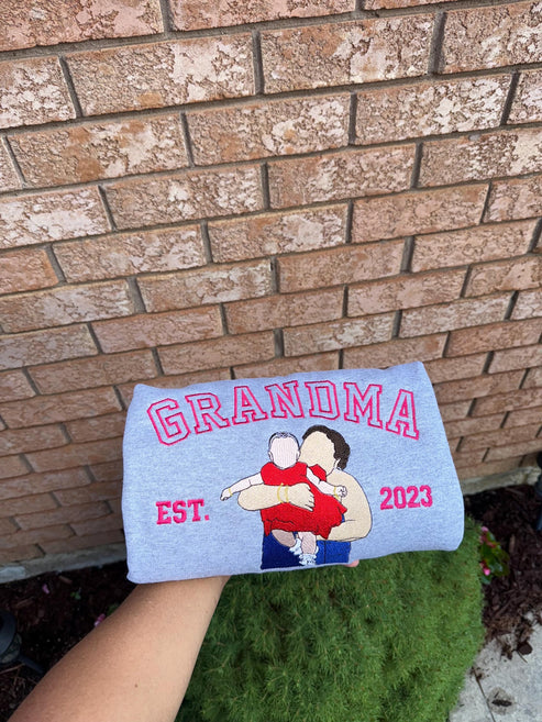 Custom Grandma Embroidered Sweatshirt – Personalized Grandma Gift, Holiday Gift Idea | Mother's Day Gift