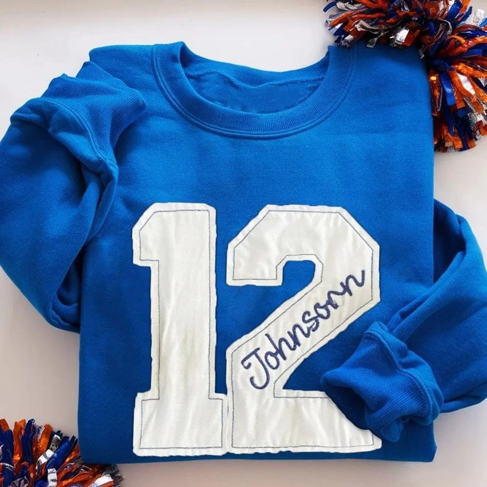 Personalized Sports Number Embroidered Crewneck Team or Player Name Sweatshirt