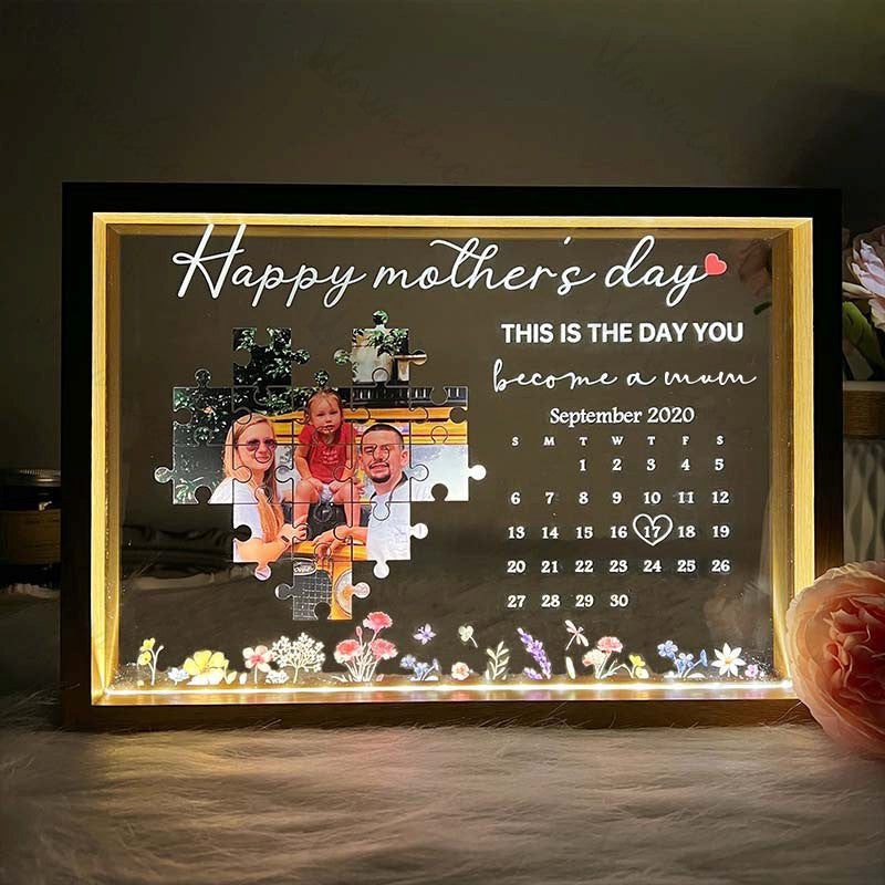 This Is The Day You Become A Mum Custom Mother's Day Light Frame Personalized Gift | Mom Anniversary Gift