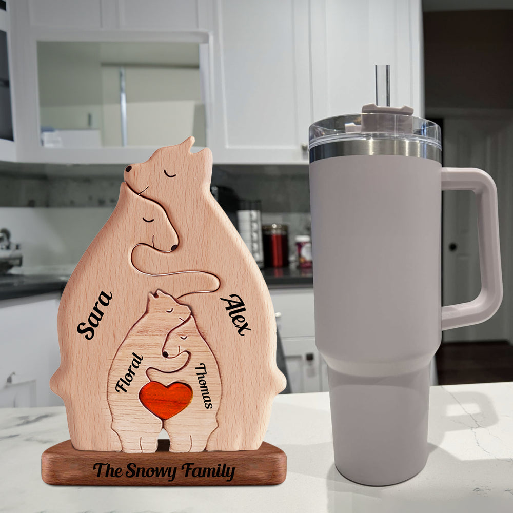 Big Size Wooden Bears Family - Personalized Puzzle Wooden Bears Family - Mother's Day Gift