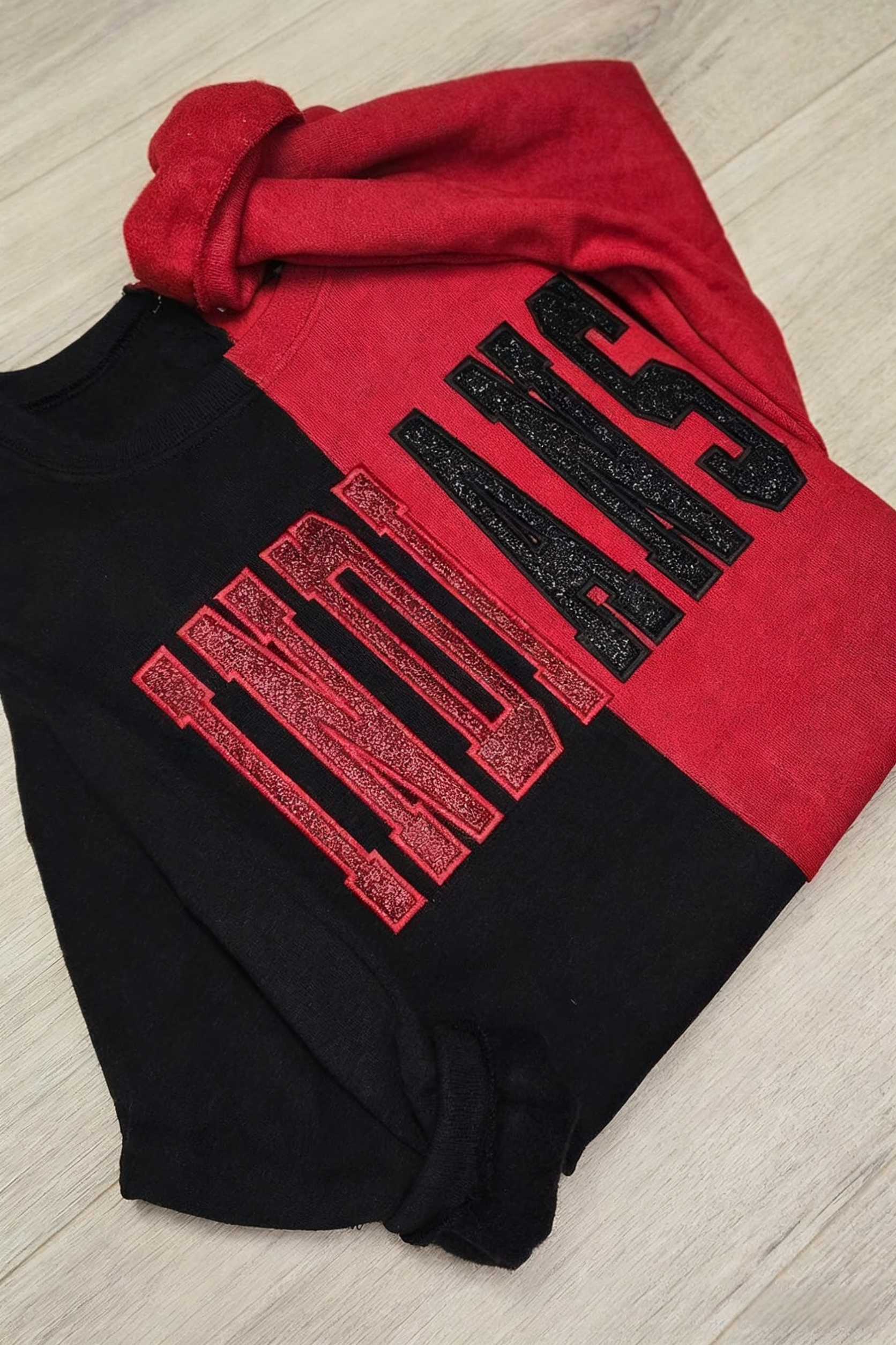 Custom Glitter Embroidered Two Tone Sweatshirt Team For Game Day