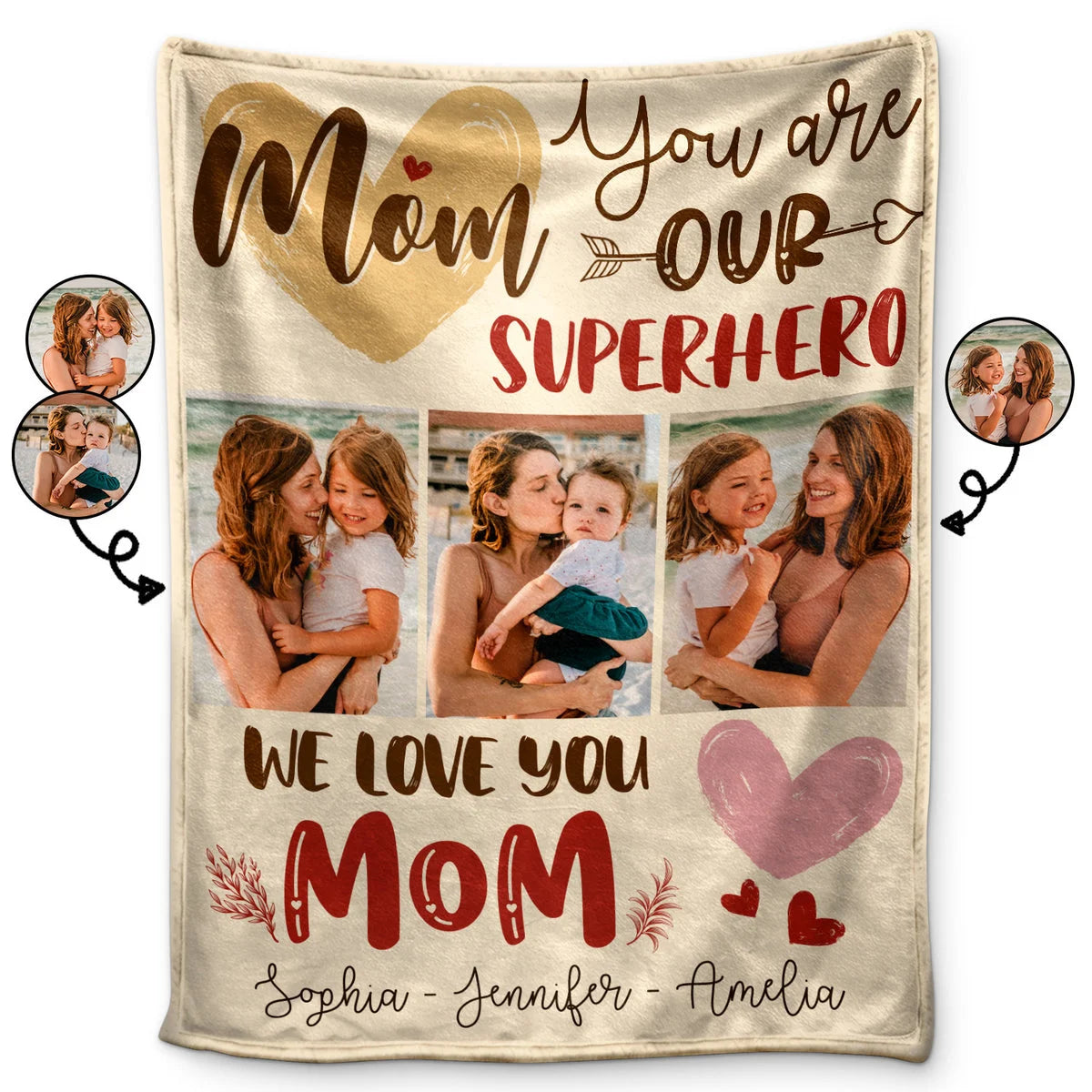 Custom Photo Blanket Mom You Are Our Superhero - Gift For Mom