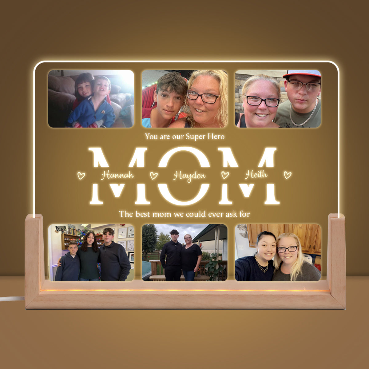 Personalized Custom Mom Photo Night Light | Mom Anniversary Gift