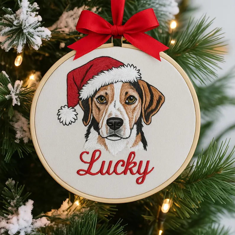 Custom Embroidered Pet Christmas Ornament, perfect for Dog Mom, custom pet Christmas gifts