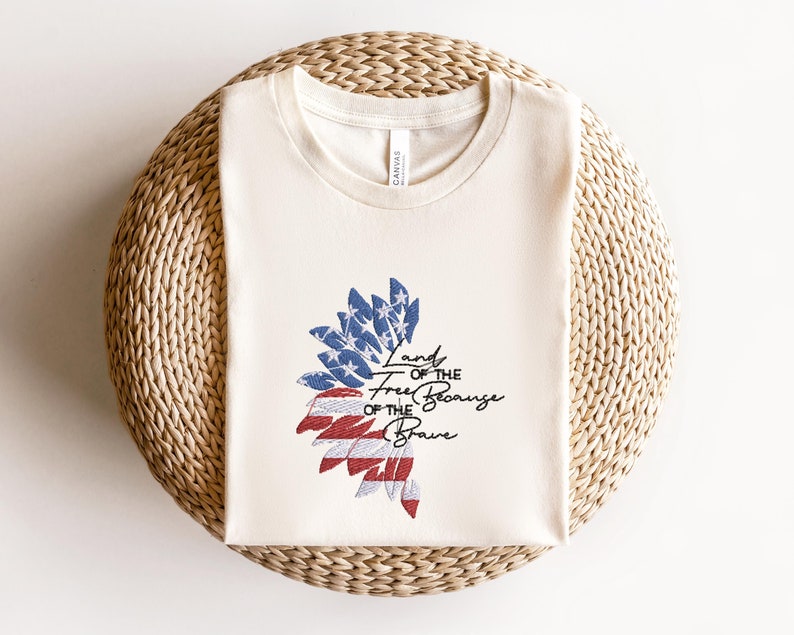 Creative Land of the Free Because of the Brave Embroidered Sweatshirt | Independence Day Gift