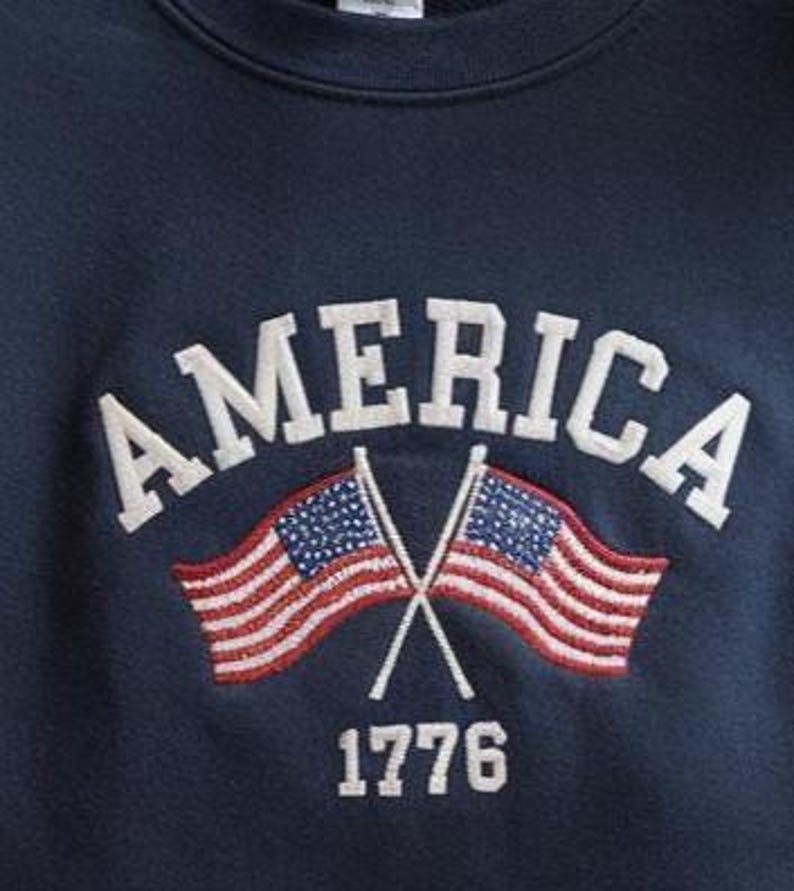 Vintage USA Independence Day 4th of July Flag Embroidered Sweatshirt
