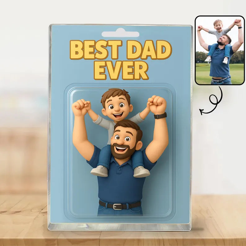 Custom Photo Action Figure Acrylic Block，Best Dad Ever Plaque |  Father's Day Gift