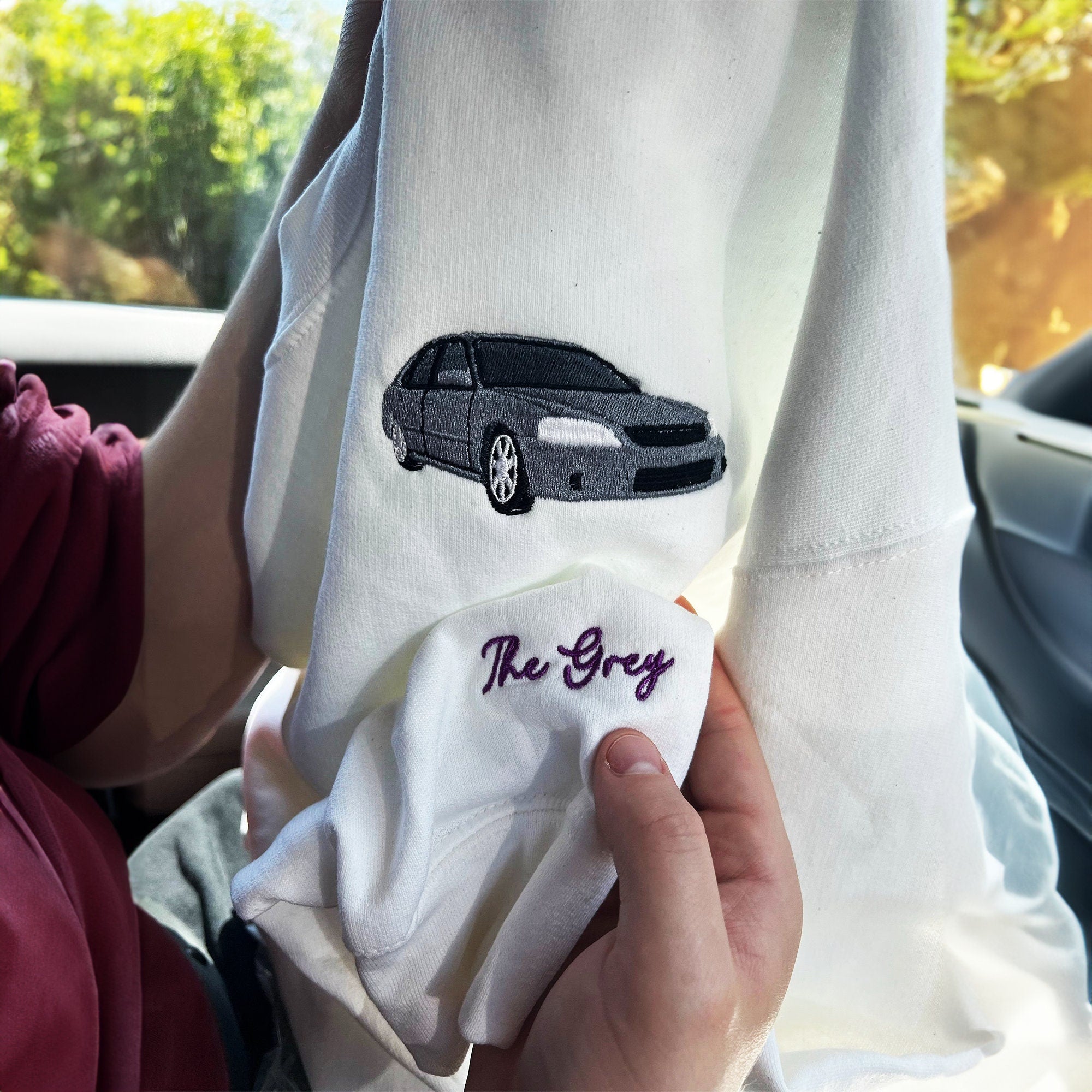 Custom Embroidered Car Outline Sweatshirt For Car Lover