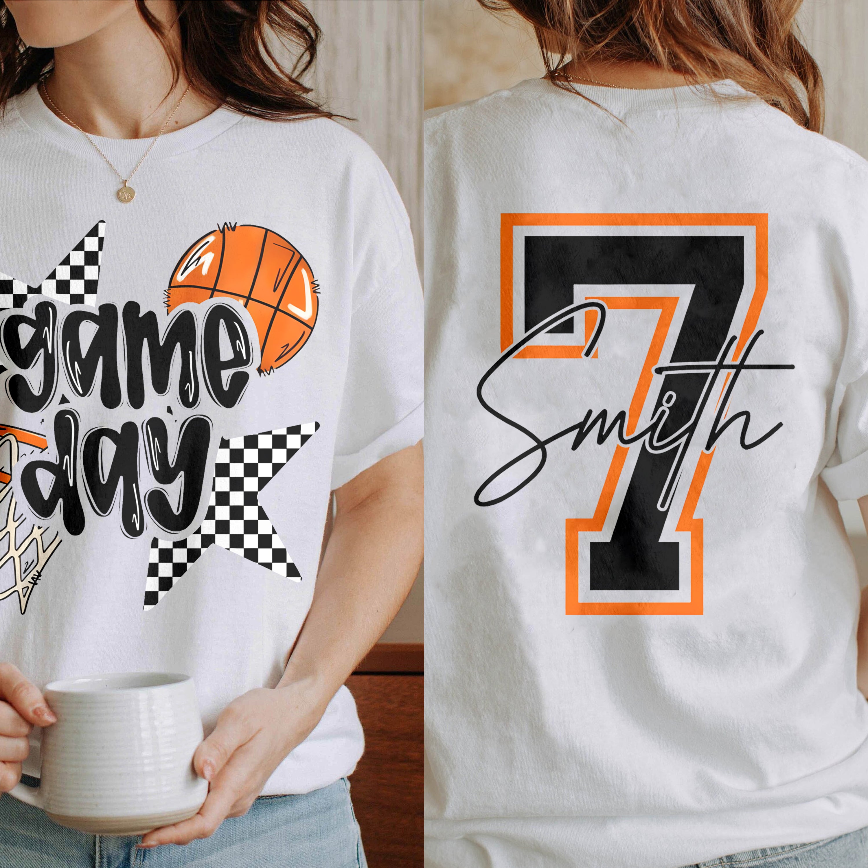 Personalized Basketball Mom Family T-shirt - Basketball Game Day OOTD